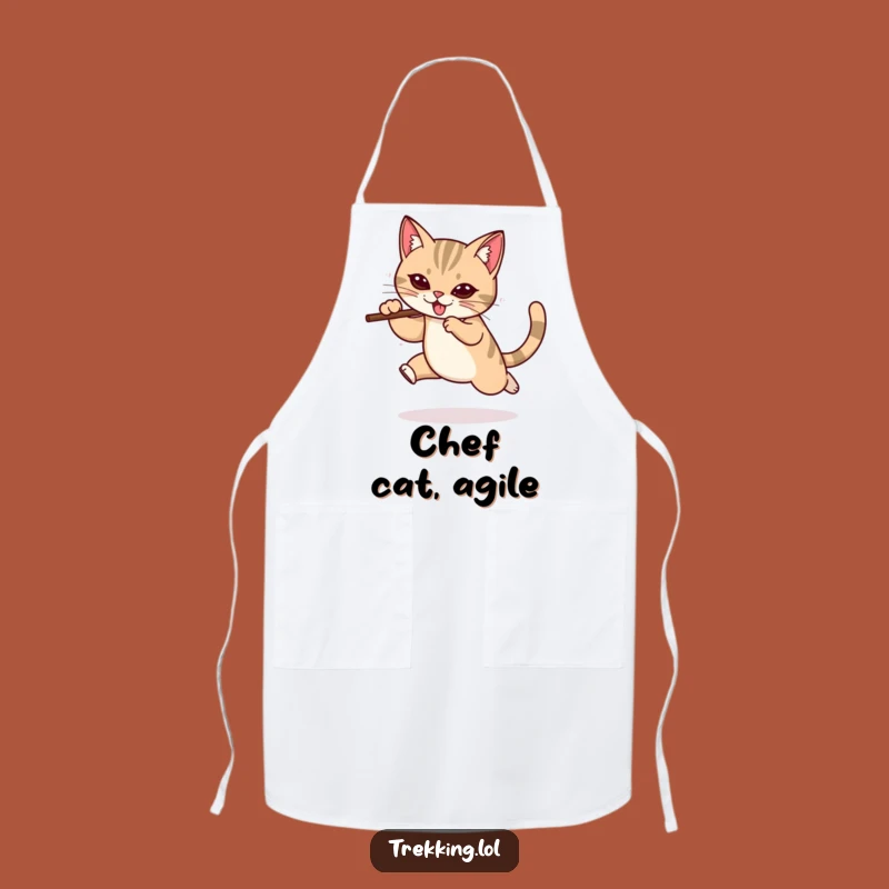 Funny Cat Chef Apron: Hilarious Determined Leap for Kitchen Adventures