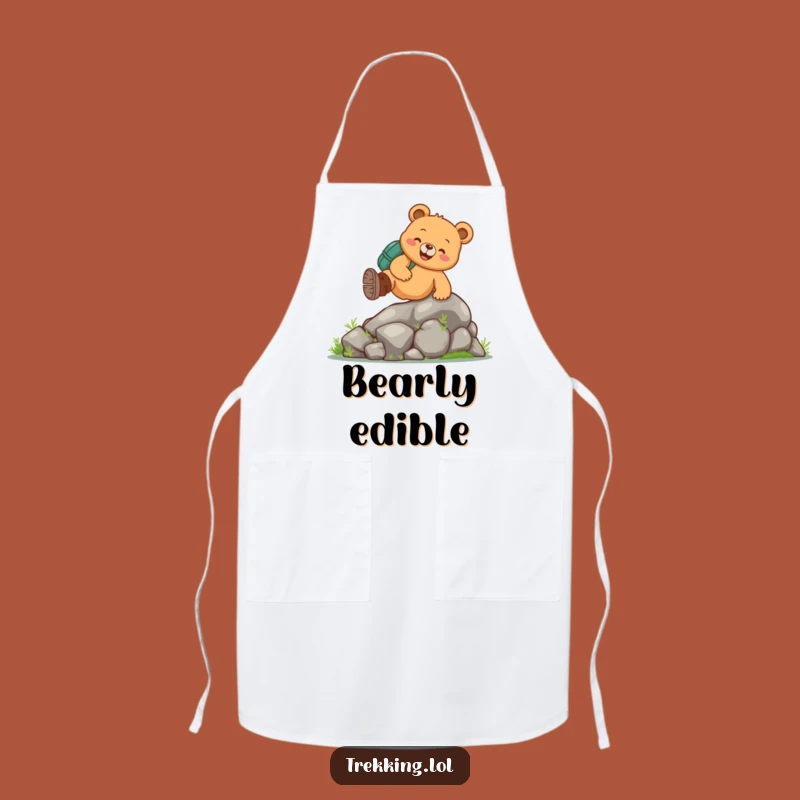 Funny Bear Hiking Apron: Cheerful Chef Bear's Kitchen Adventure, Humorous Cooking Gift