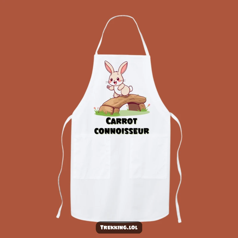 Funny Rabbit Log Bridge Apron: Happy Chef Rabbit's Kitchen Crossing, Humorous Cooking Gift