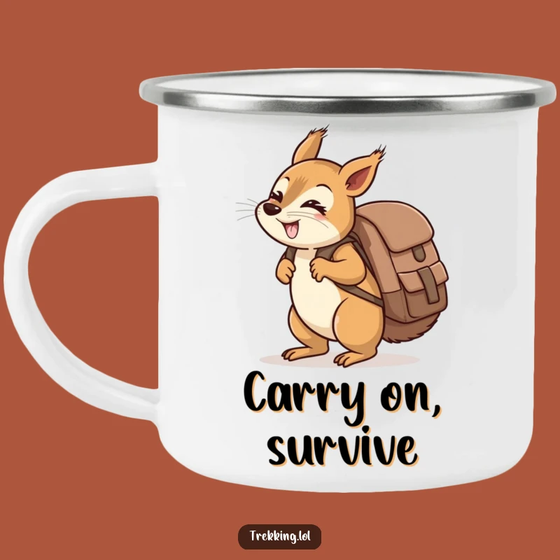 Funny Giggling Squirrel Backpack Camping Mug: Oversized Adventure Gift