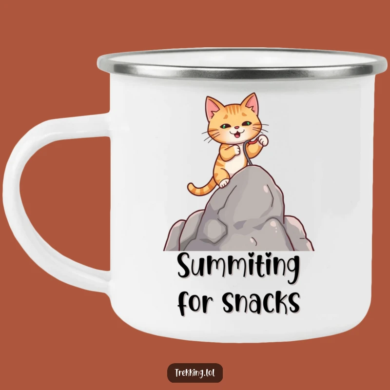 Funny Cat Grappling Hook Camping Mug: Rugged Climber Drinkware, Perfect Funny Gift for Outdoor Explorers