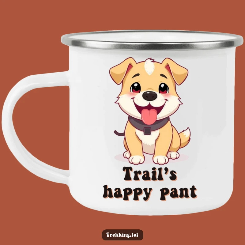 Funny Dog Trekking Mug: Happy Pup for Your Outdoor Brews