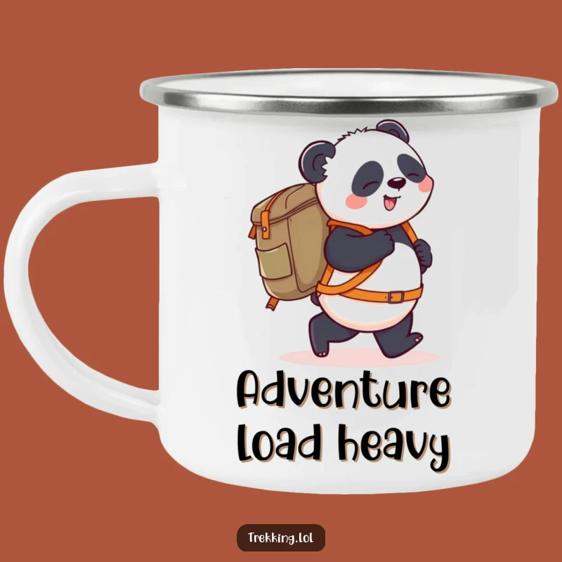 Funny Panda Camping Mug: Stumbling Panda with Backpack for Adventures