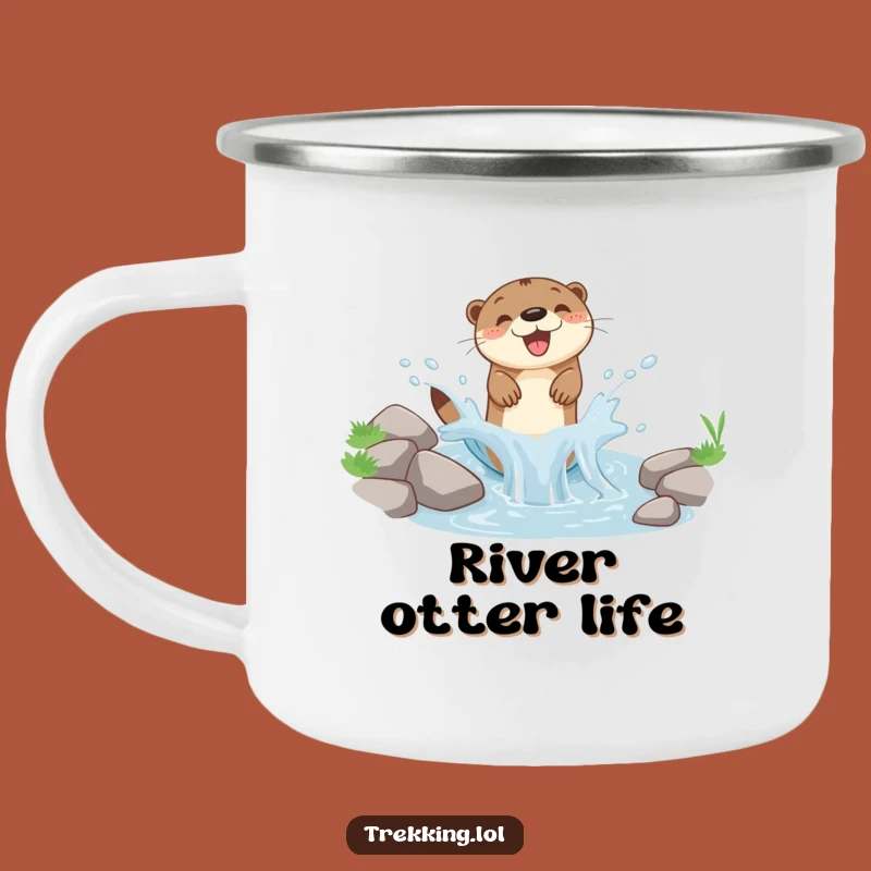 Funny Otter Splash Camping Mug: Rugged Outdoor Drinkware, Perfect Funny Gift for Adventurers