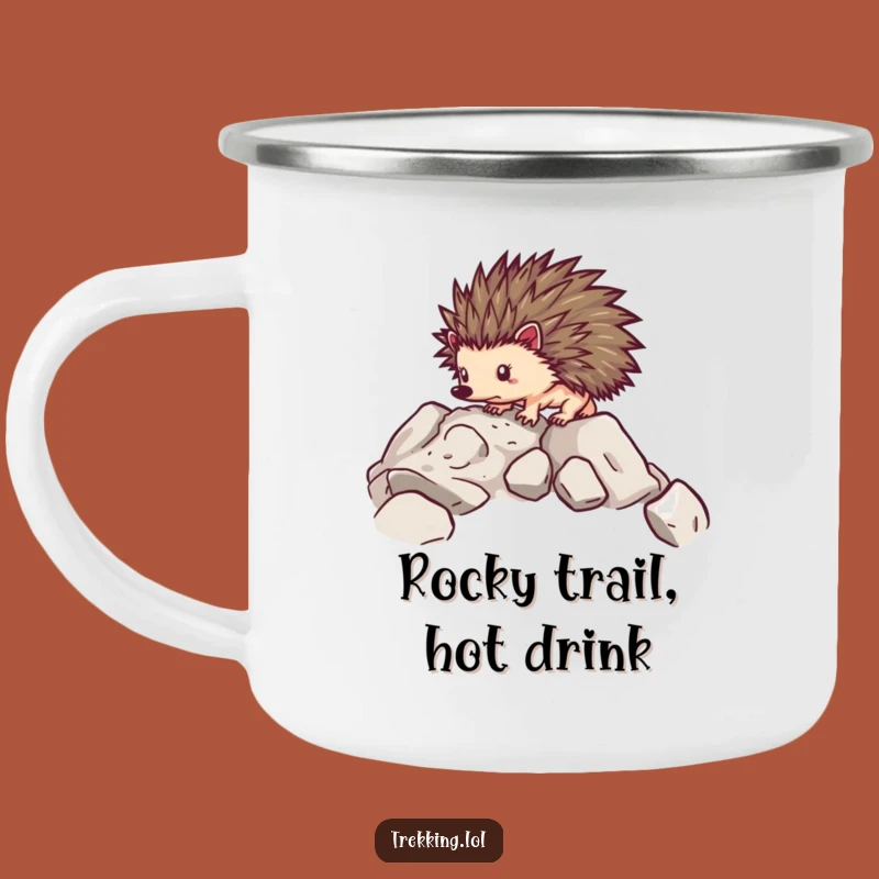 Funny Hedgehog Trek Camping Mug: Rugged Explorer for Your Outdoors - A Sturdy Funny Gift!