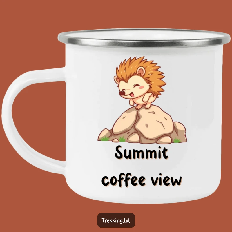 Funny Hedgehog Rocky Climb Camping Mug: Fuel Your Adventures with Humor