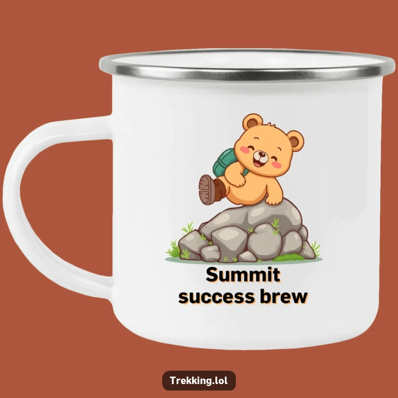 Funny Bear Hiking Camping Mug: Cheerful Hiker Bear's Trailside Brew, Outdoor Gift