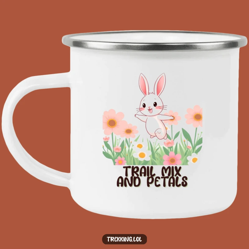 Funny Bunny Outdoor Mug: Cheerful Camp Companion for Flower Enthusiasts
