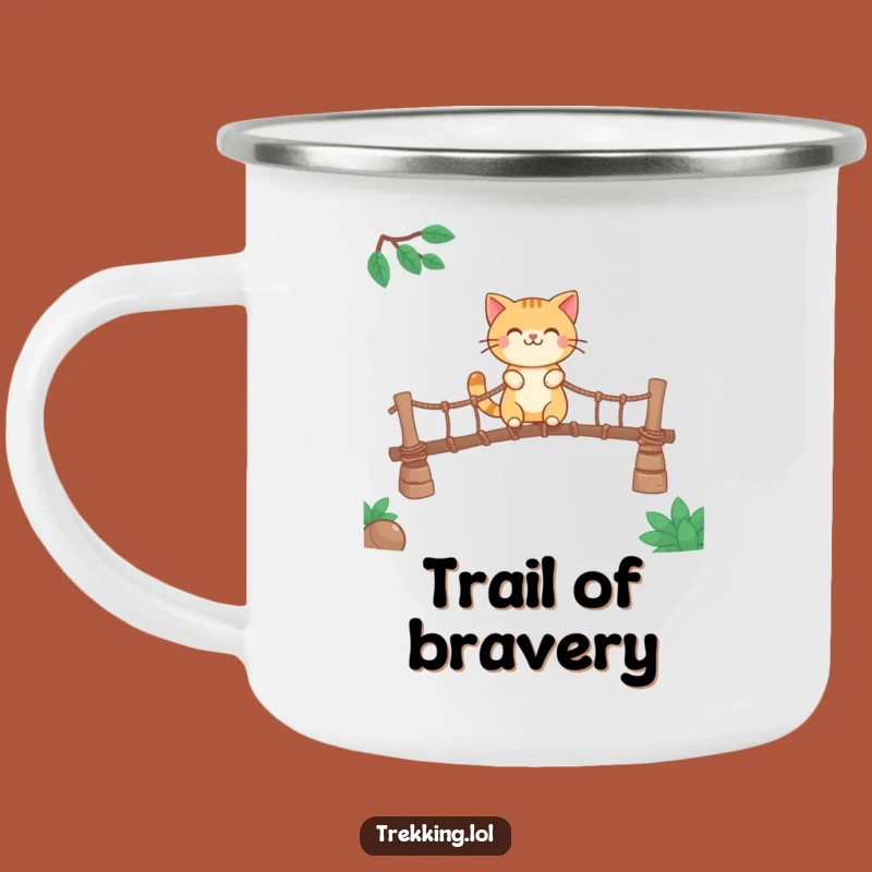 Funny Smiling Cat Camping Mug: Adventure Brews with Every Sip