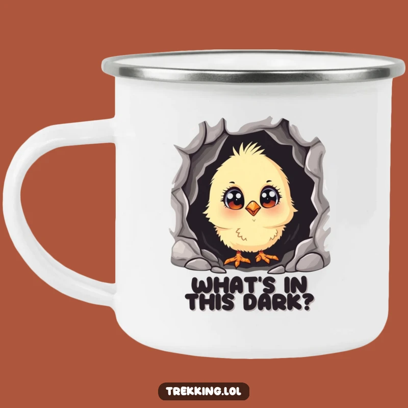 Funny Curious Chick Camping Mug: Adventurous Companion for Your Brews