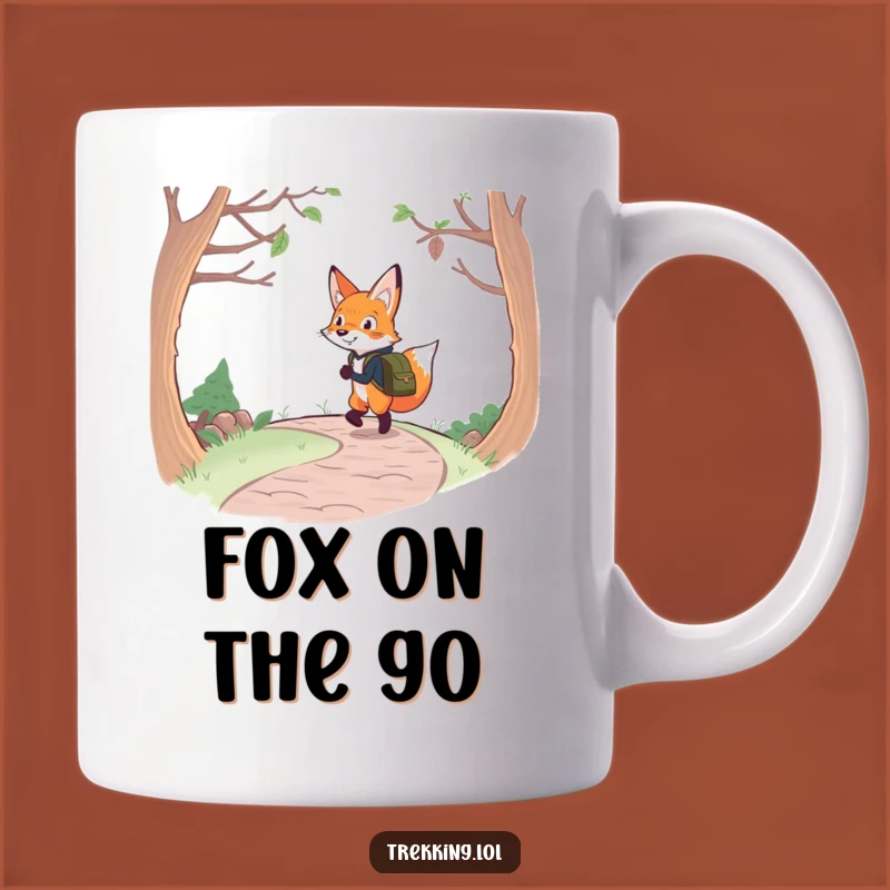 Funny Fox Backpacking Mug: Determined Navigator Fox, Cheerful Hiking Gift for Adventurers