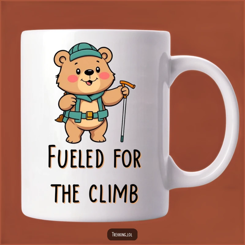 Funny Determined Bear Hiking Mug: Enthusiastic Poles Gift for Trekkers