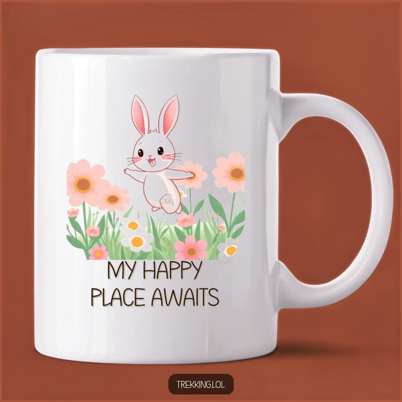 Funny Bunny Floral Frolic Mug: Cheerful Gift for Nature Lovers