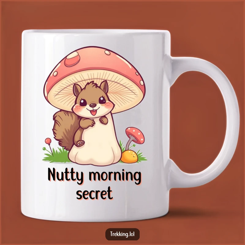 Funny Squirrel Mushroom Mug: Excited Peek Squirrel, Whimsical Forest Gift for Nature Lovers