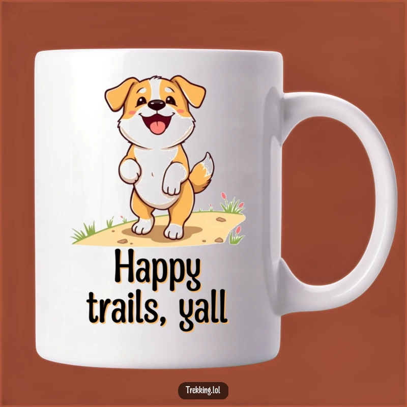 Funny Dog Trail Mug: Happy Panting Pup's Wagging Tail Adventure, Perfect Funny Gift