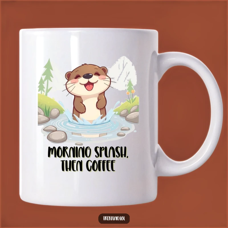 Funny Otter Splash Mug: Happy River Otter for Your Morning Cup - A Joyful Funny Gift!