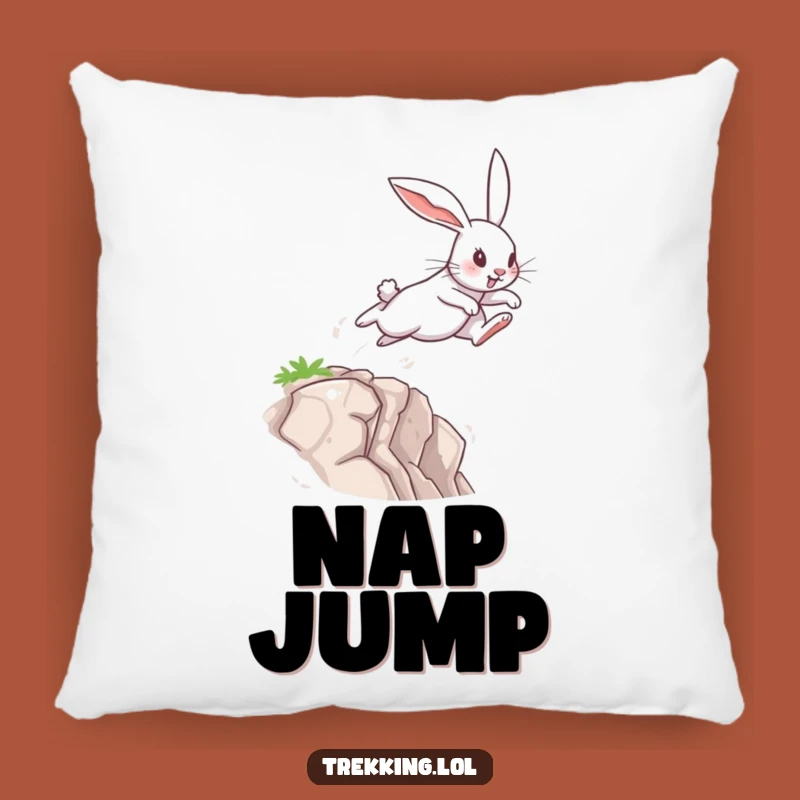 Funny Rabbit Leap Pillow: Soft Determined Bunny's Chasm Jump Cushion, Adorable Funny Gift Decor