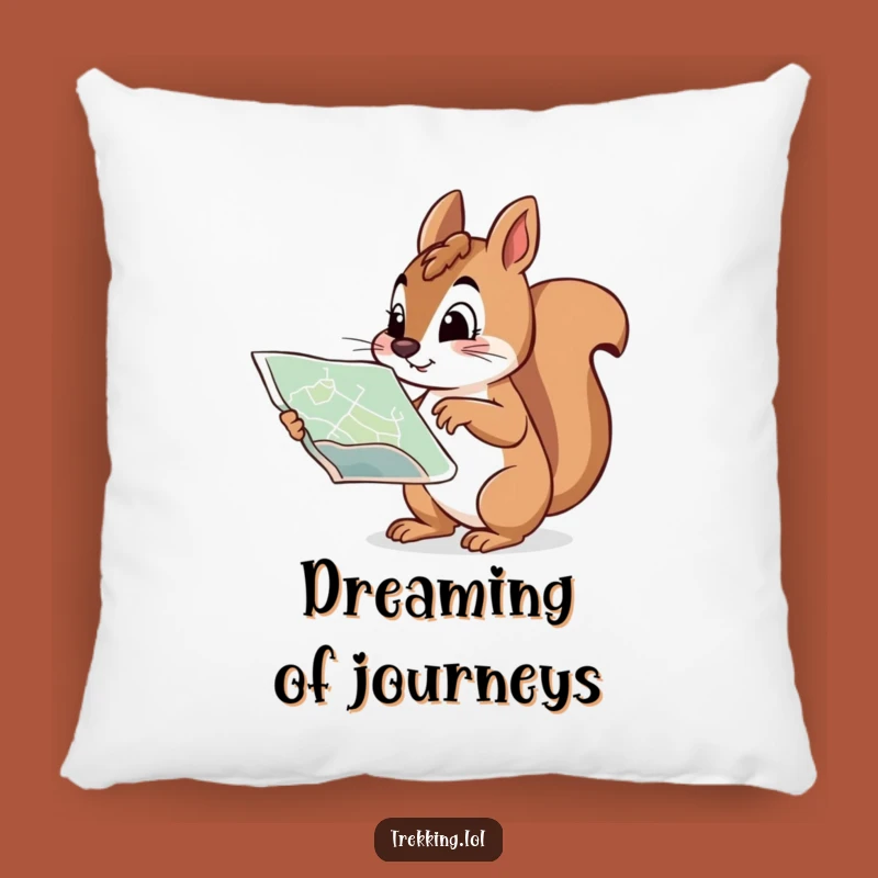 Funny Squirrel Adventure Pillow: Soft Squirrel with Map, Cute Funny Gift Pillow