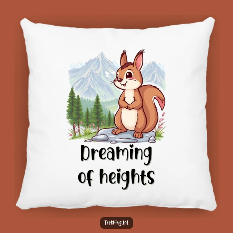 Funny Squirrel Mountain Vista Pillow: Cozy and Hilarious Home Decor Accent