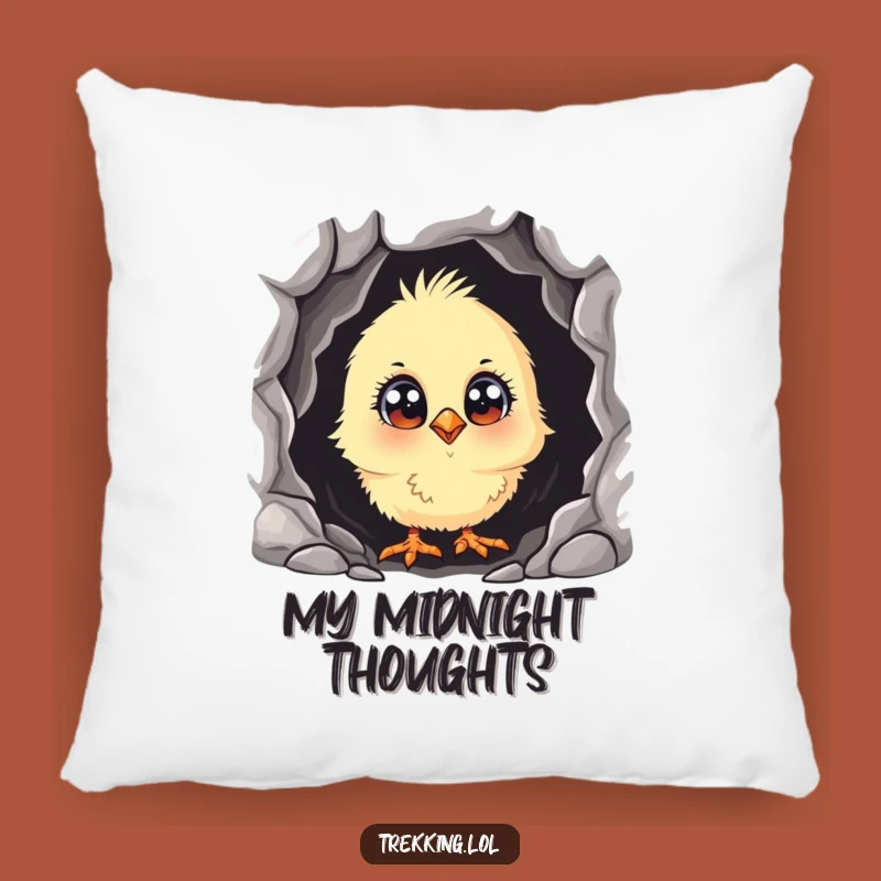 Funny Curious Chick Pillow: Comfy & Adventurous Accent for Your Space