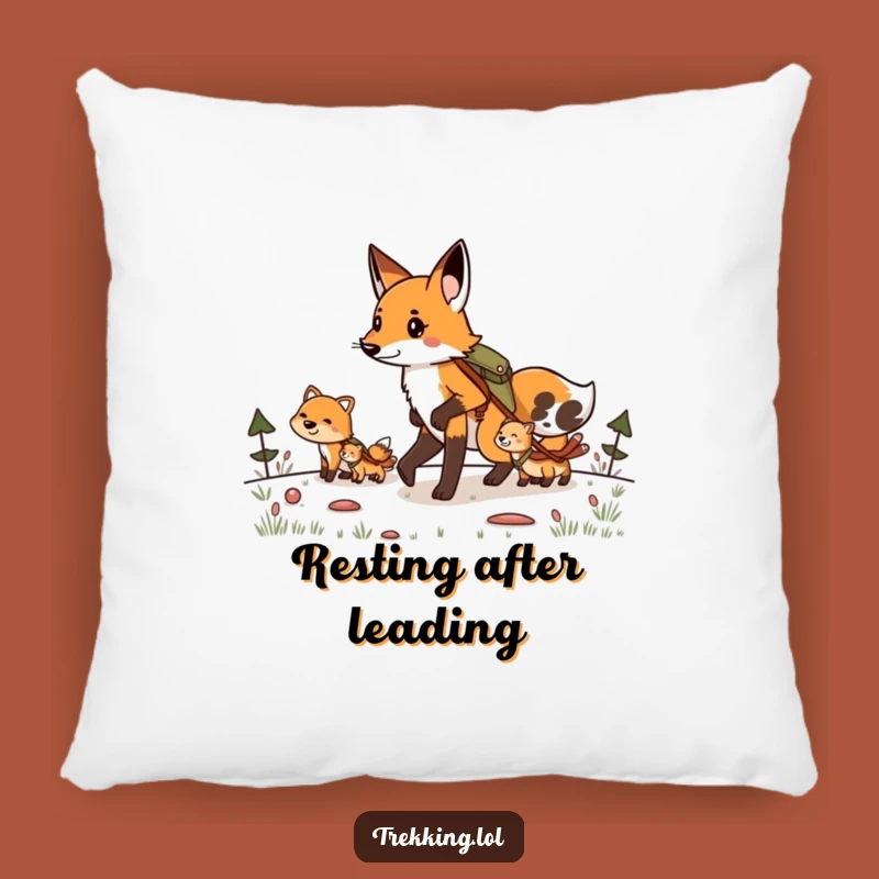 Funny Fox Comfort Pillow: Determined Leader's Hike Buddy, Hilarious Cozy Gift