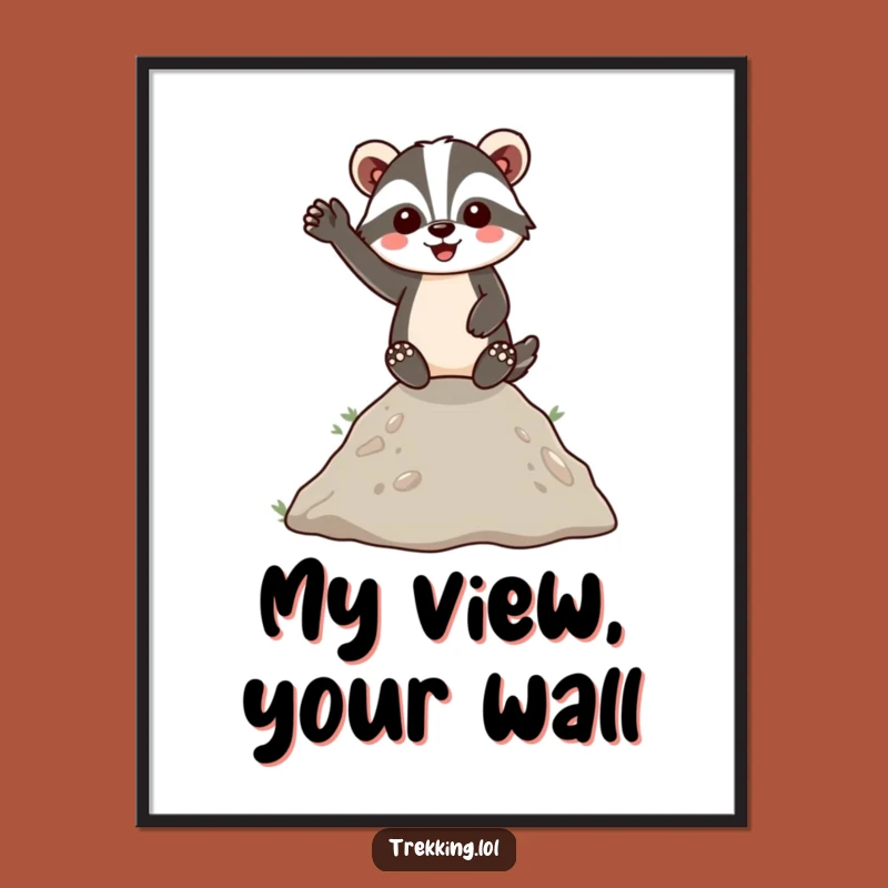 Funny Badger Hilltop Wave Digital Print: Instant Cheerful Art for Your Walls