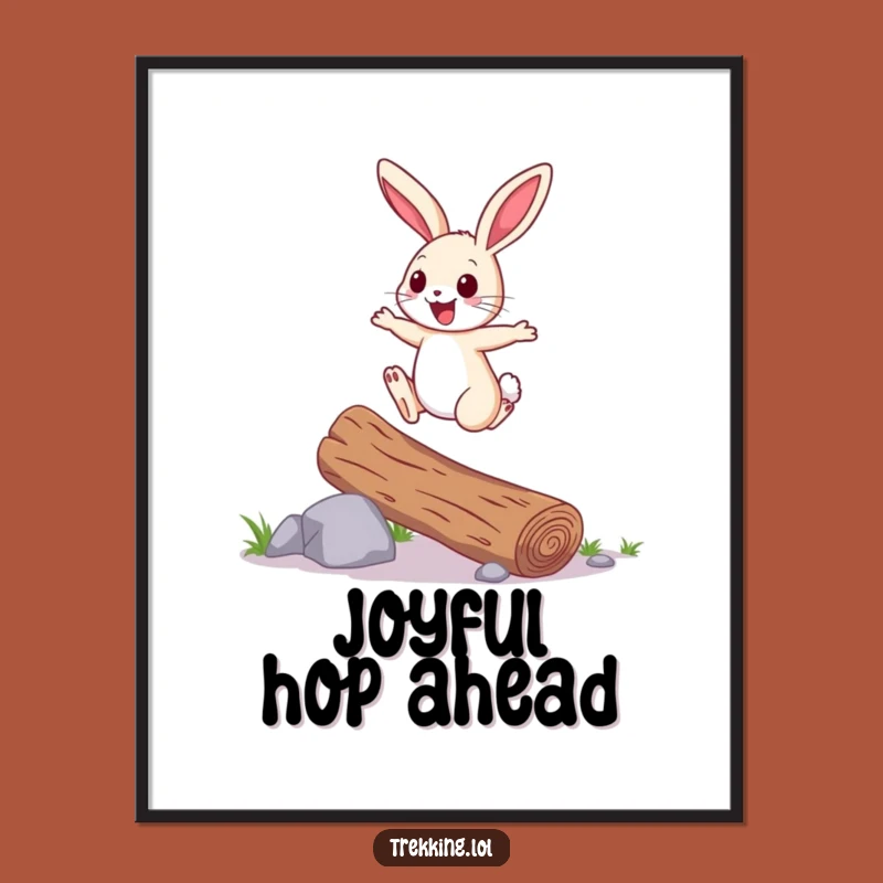 Funny Bunny Digital Art: Hopping Bunny Print, Instant Joyful Decor
