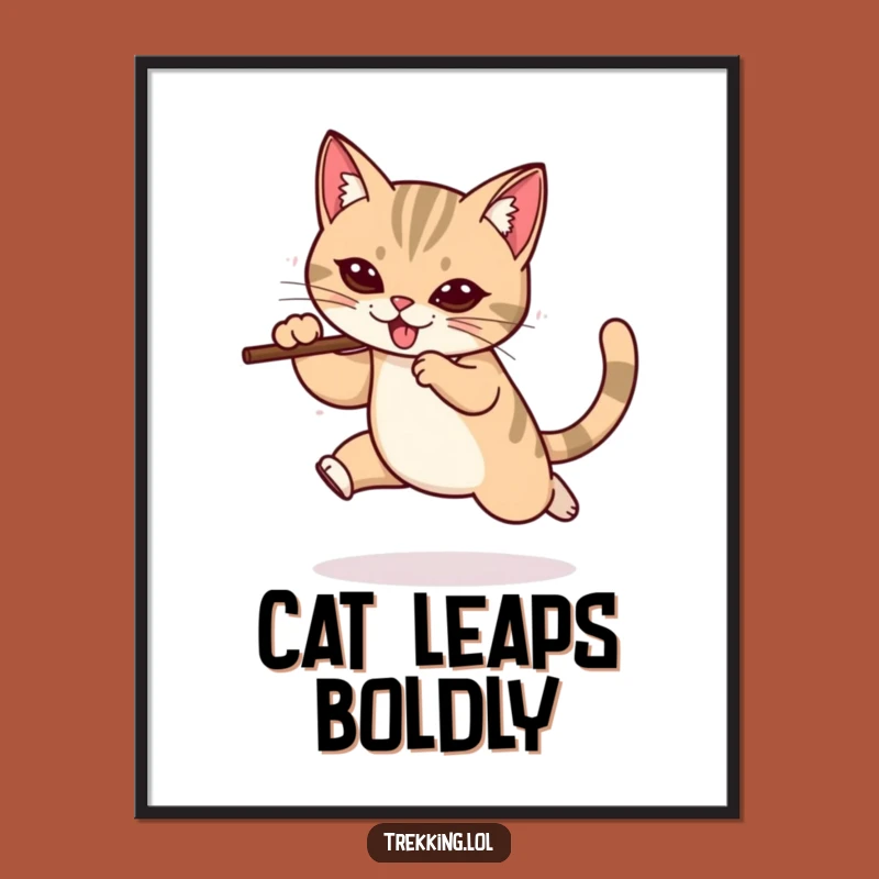 Funny Cat Leap Digital Print: Instant Action Art for Your Walls