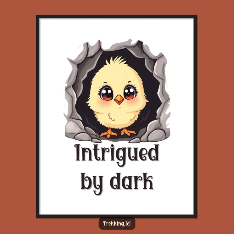 Funny Curious Chick Digital Art Print: Instant Adventurous Decor