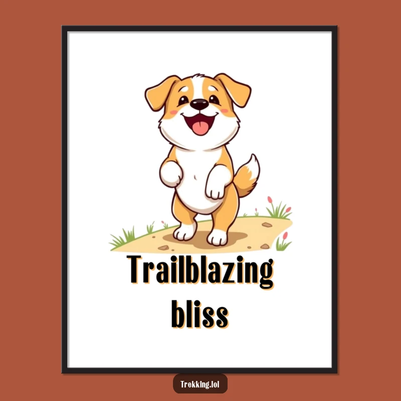 Funny Dog Trail Digital Art: Happy Pup's Wagging Tail Print, Instant Funny Gift Download