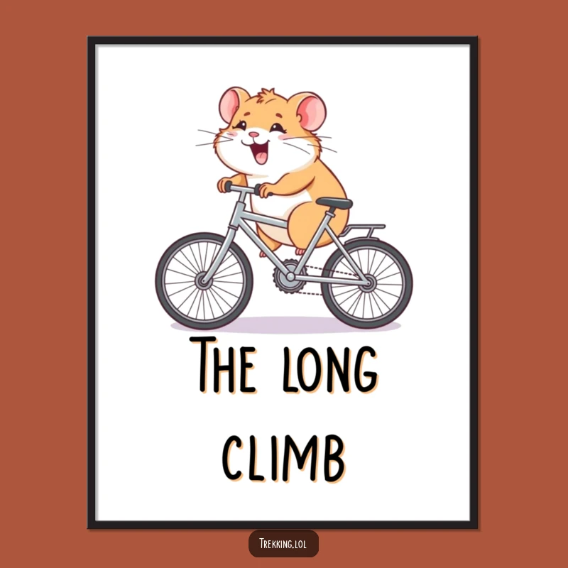 Funny Hamster Bike Digital Art: Giggling Rodent's Uphill Struggle Print, Instant Funny Gift Download