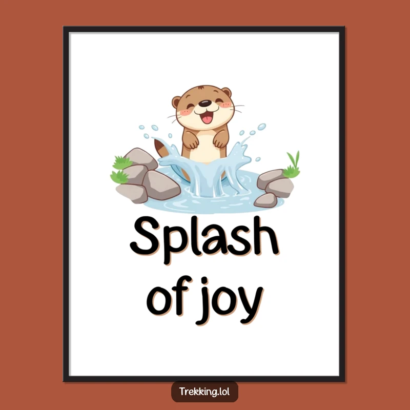 Funny Otter Splash Digital Print: Instant Joyful Decor, Unique Funny Gift for Art Collectors