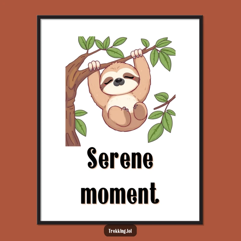 Funny Sloth View Digital Print: Instant Serene Decor, Unique Funny Gift for Art Lovers