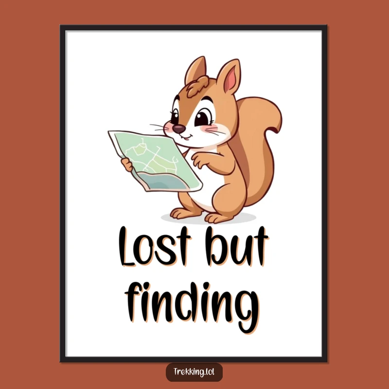 Funny Squirrel Digital Art: Instant Adventure Map Download, Creative Funny Gift Print