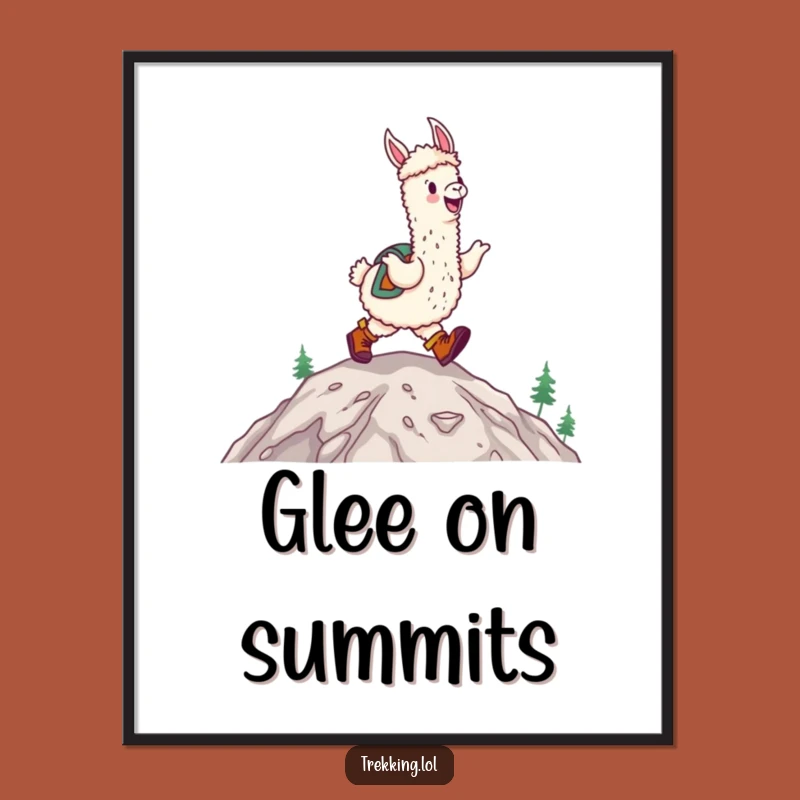 Funny Happy Alpaca Hiking Digital Art: Joyful Boots Print Gift