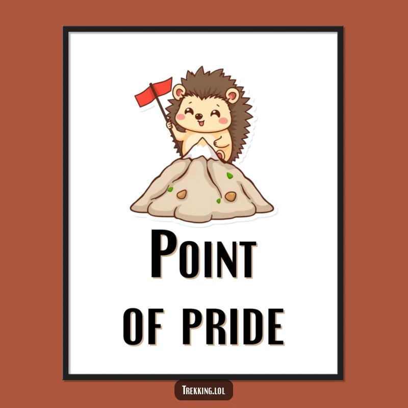 Funny Hedgehog Summit Digital Art - Hilarious Peak Achievement Decor!