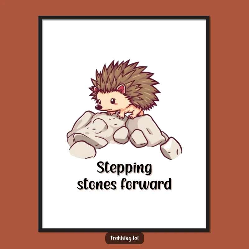 Funny Hedgehog Trek Digital Art: Determined Explorer for Instant Decor - A Bold Funny Gift!
