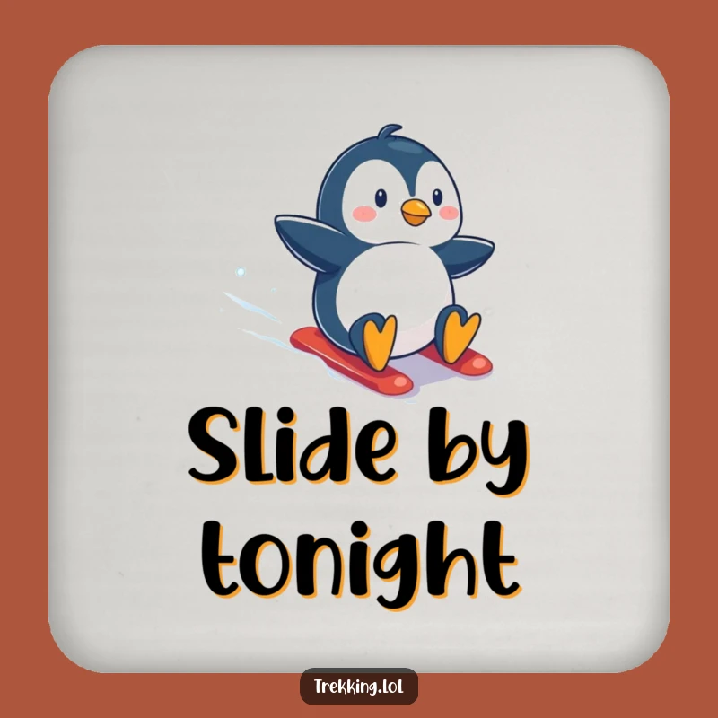 Funny Penguin Snowboarding Coasters: Protect Surfaces with Hilarious Arctic Action