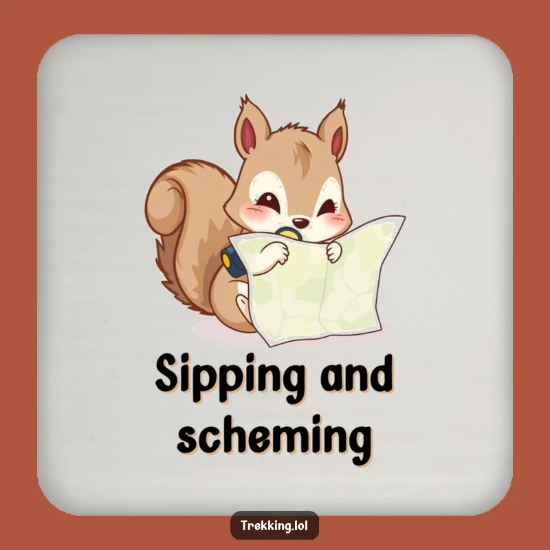 Funny Squirrel Map Coaster: Curious Navigator's Drink Rest, Protect Surfaces Hilariously
