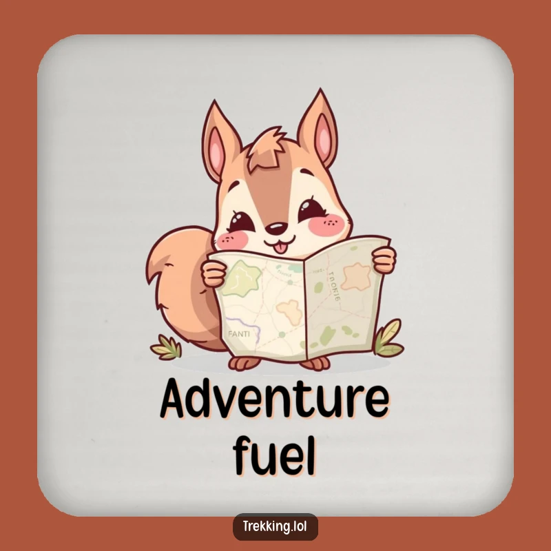 Funny Squirrel Map Coaster: Protect Surfaces with Humorous Adventure Art Gift