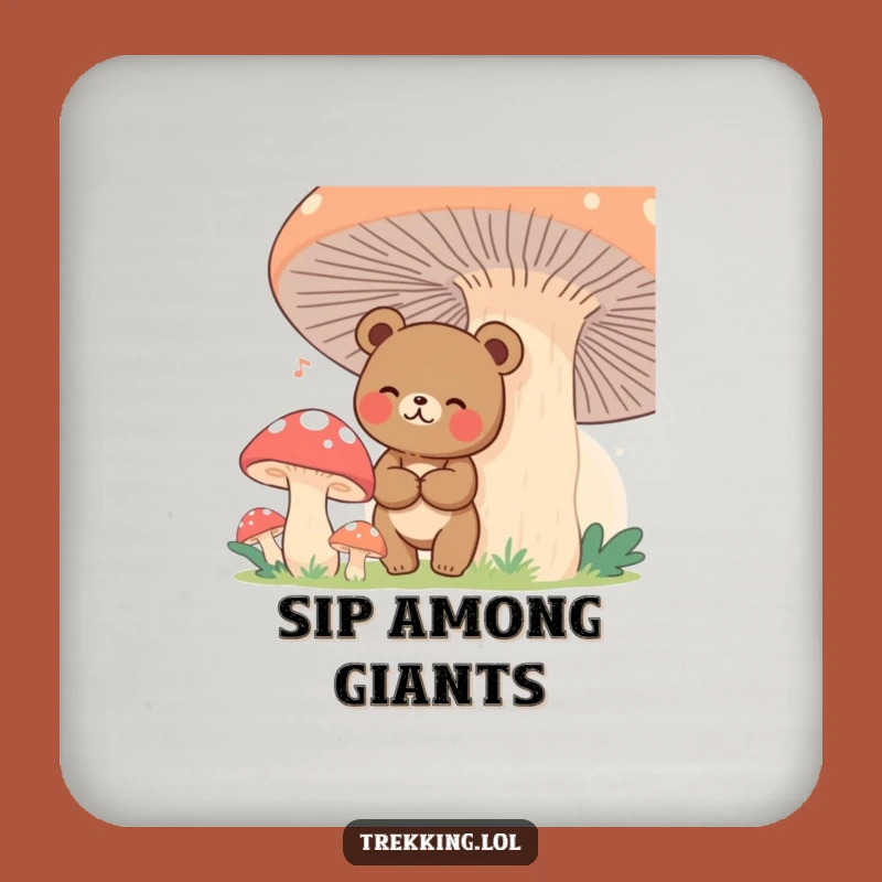 Funny Lost Bear Mushroom Drink Coaster - Protect Surfaces with Whimsy