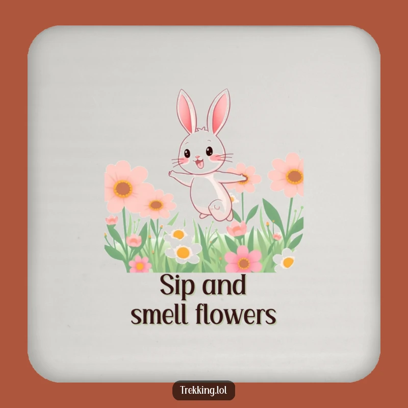 Funny Bunny Floral Drink Coaster: Cheerful Protection for Your Surfaces