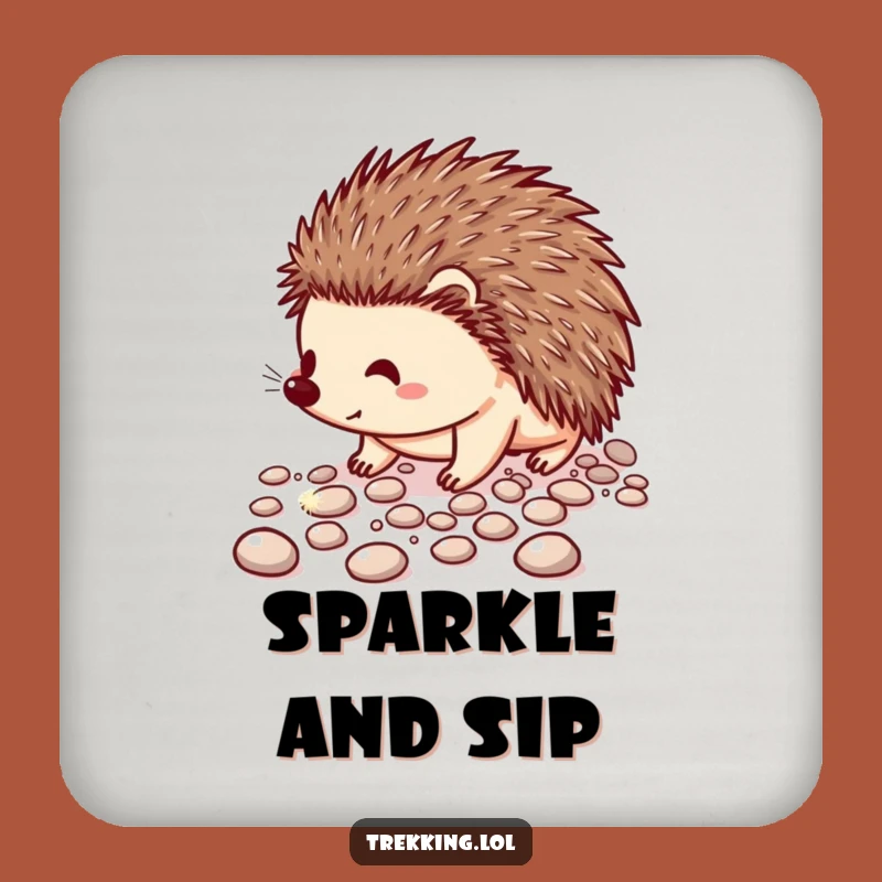 Funny Hedgehog Path Coaster: Protect Surfaces with Sparkle, Adorable Funny Gift for Homes