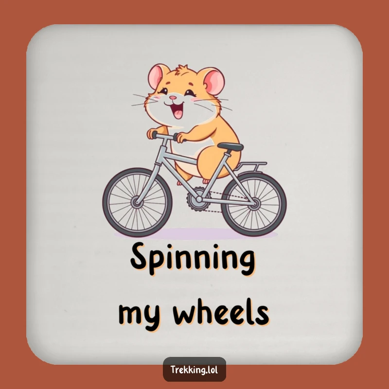 Funny Hamster Bike Coaster Set: Giggling Rodent's Pedal Power Protection, Unique Funny Gift