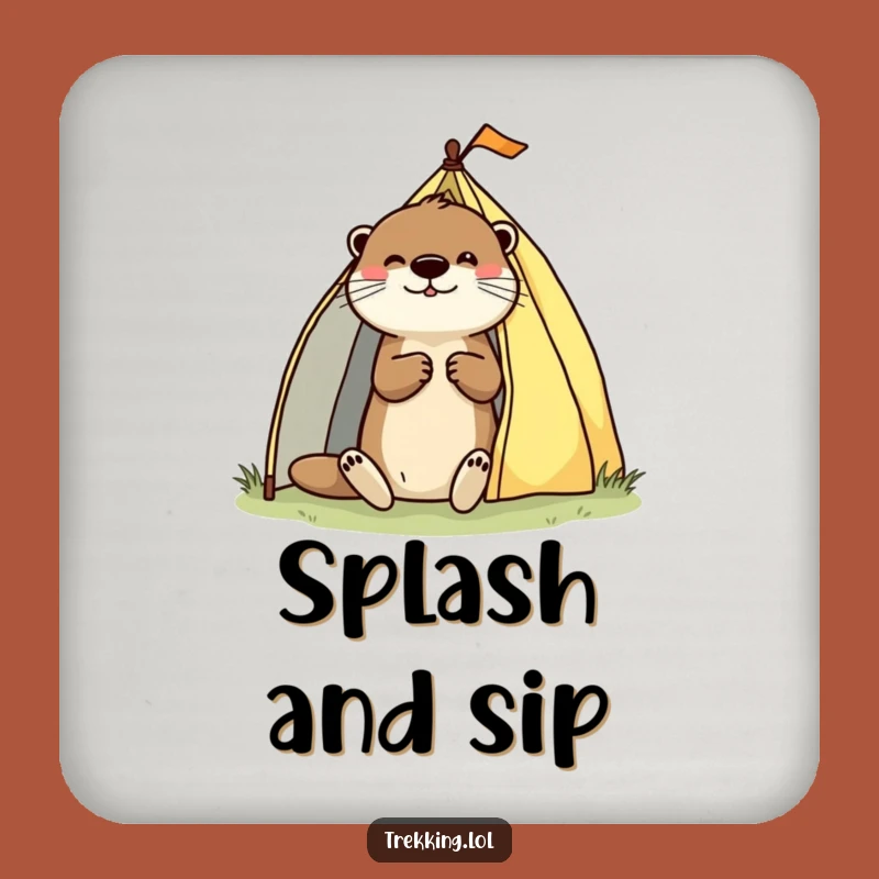 Funny Otter Coaster: Protect Surfaces with Enthusiastic Camper Style Funny Gift