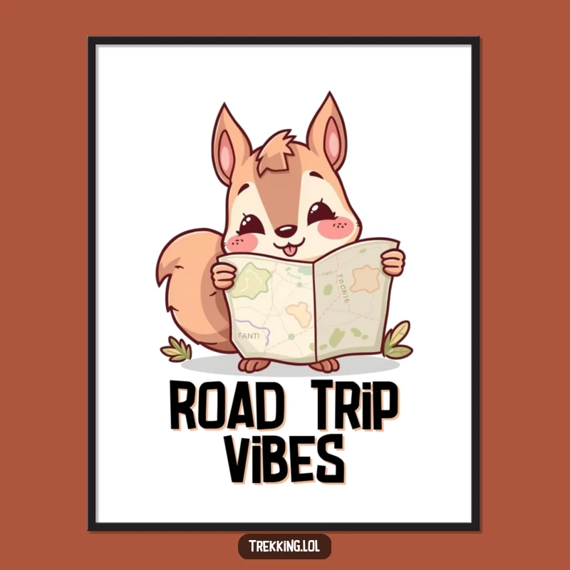Funny Squirrel Map Poster: Bring Humor and Adventure to Your Walls Art Gift
