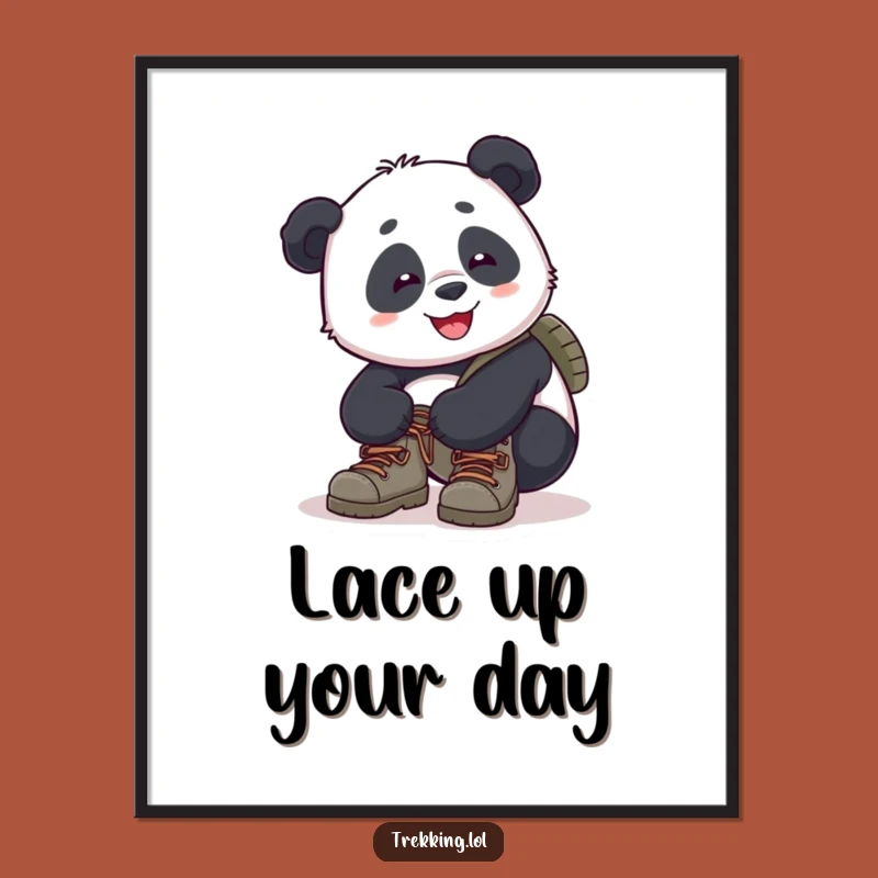 Funny Panda Hiking Poster: Adventure Art for Your Wall Gift