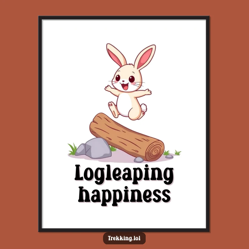 Funny Bunny Poster: Cheerful Bunny Hopping Art, Joyful Wall Decor