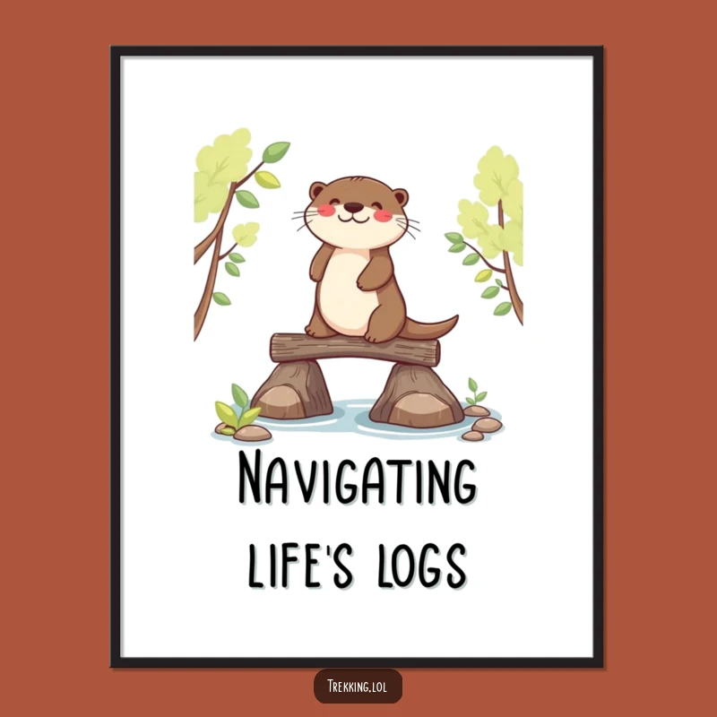 Funny Joyful Otter Balancing Poster - Wall Art For Your Zen Space