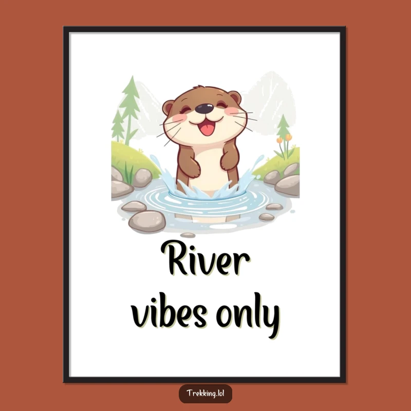 Funny Otter Splash Poster: Happy River Scene for Your Walls - A Refreshing Funny Gift!